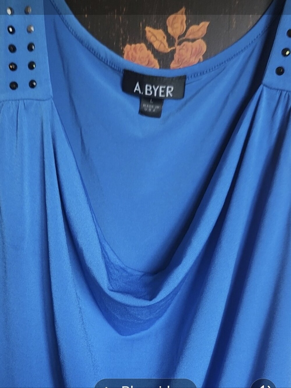 A. Byer Royal Blue Cowl Neck Tank with Studded Shoulders